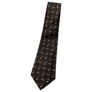 HICKEY FREEMAN Men's Silk Necktie LUXURY Tie Brown Geometric Paisley W:3.4" EUC